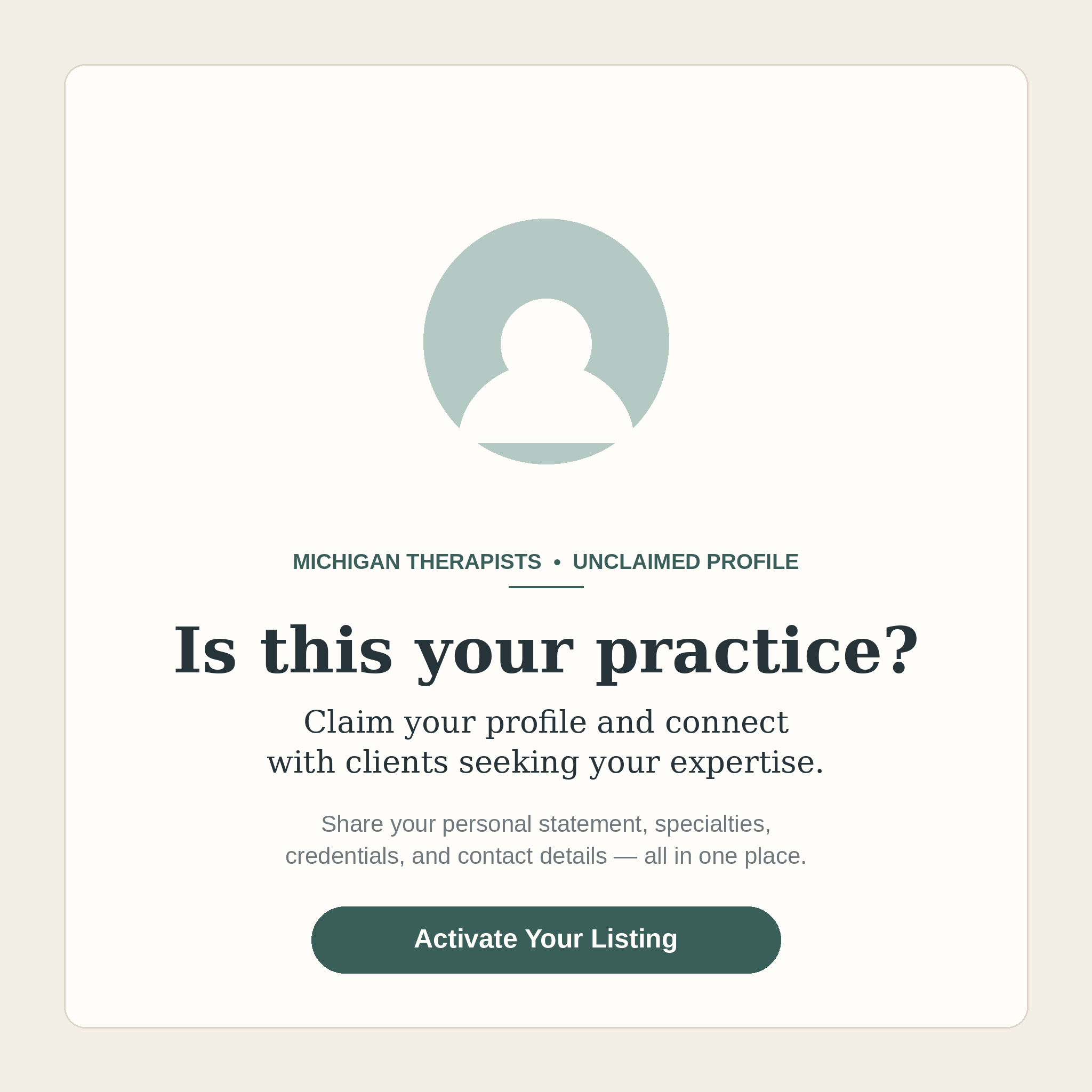 Aaron Benard - unclaimed Michigan therapist profile placeholder